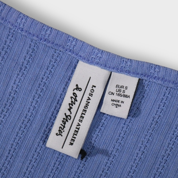 & OTHER STORIES Cropped Ruffle Cardigan Knit Womens Size Small Baby Blue - Picture 7 of 8